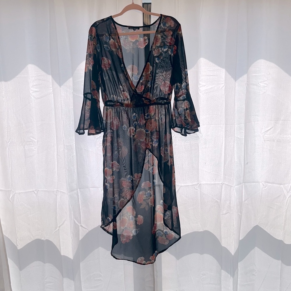 Floral high-low, shear New Glory Blouse